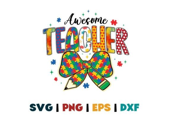 Autism Awareness Teacher Coquette Bow Graphics