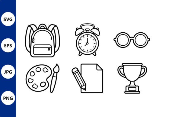 Backpack and School Icons: Graphics & Illustrations