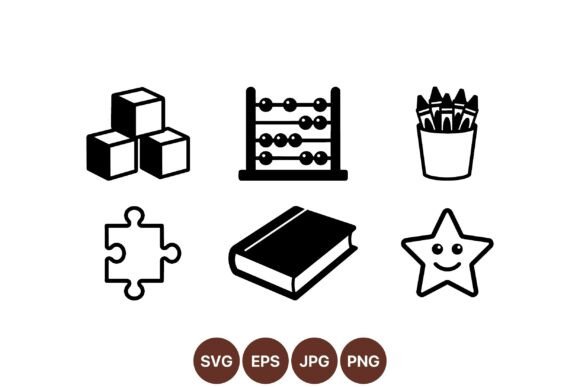 Black School Icon Vector Pack: Graphics & Illustrations