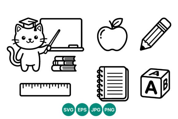 Cute Cat Teacher Graphics & Illustrations Review