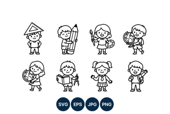 Cute Kids School Vector Art: Graphics & Illustrations