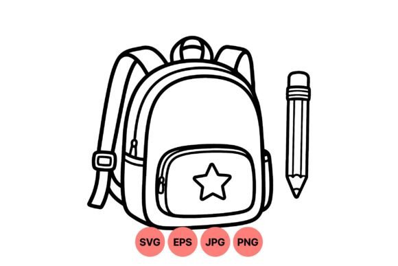 Cute School Backpack Clipart: Graphics & Illustrations