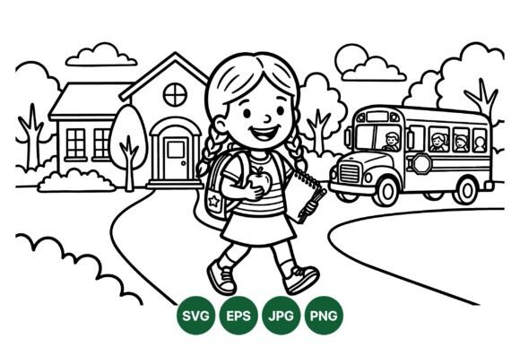 Happy School Girl Vector Art: Graphics & Illustrations