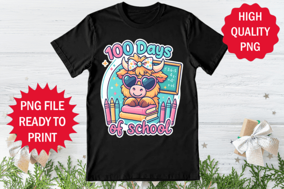 Highland Cow Lover 100 Days of School Graphics Freebies