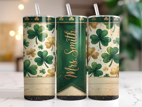 Lucky Clover Teacher Graphics for Tumbler Wraps