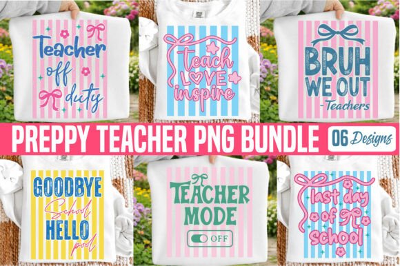 Preppy Teacher PNG Bundle Graphics for T-Shirt Designs