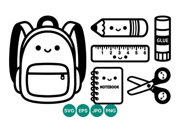 Review: Cute Kawaii School Supplies Vector for Stitchers