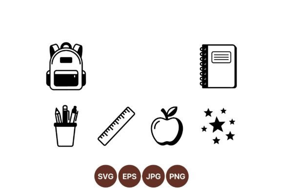 School Essentials Vector Icons: Graphics & Illustrations