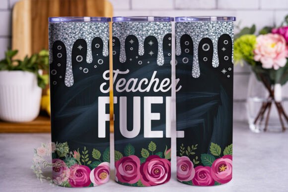 Teacher Fuel Rose Graphics for Tumbler Wraps